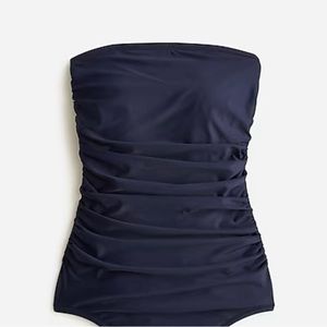 Navy Blue Ruched bandeau one-piece